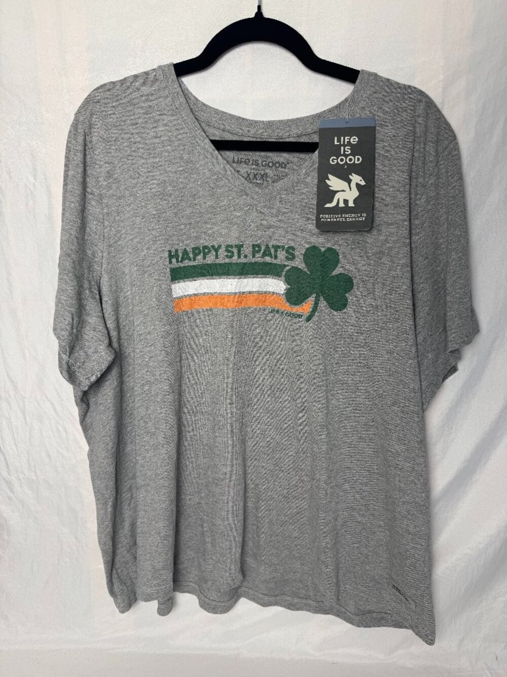 Life is Good Women's XXXL Crusher Vee St Patrick's Day T-Shirt Shamrock NWT